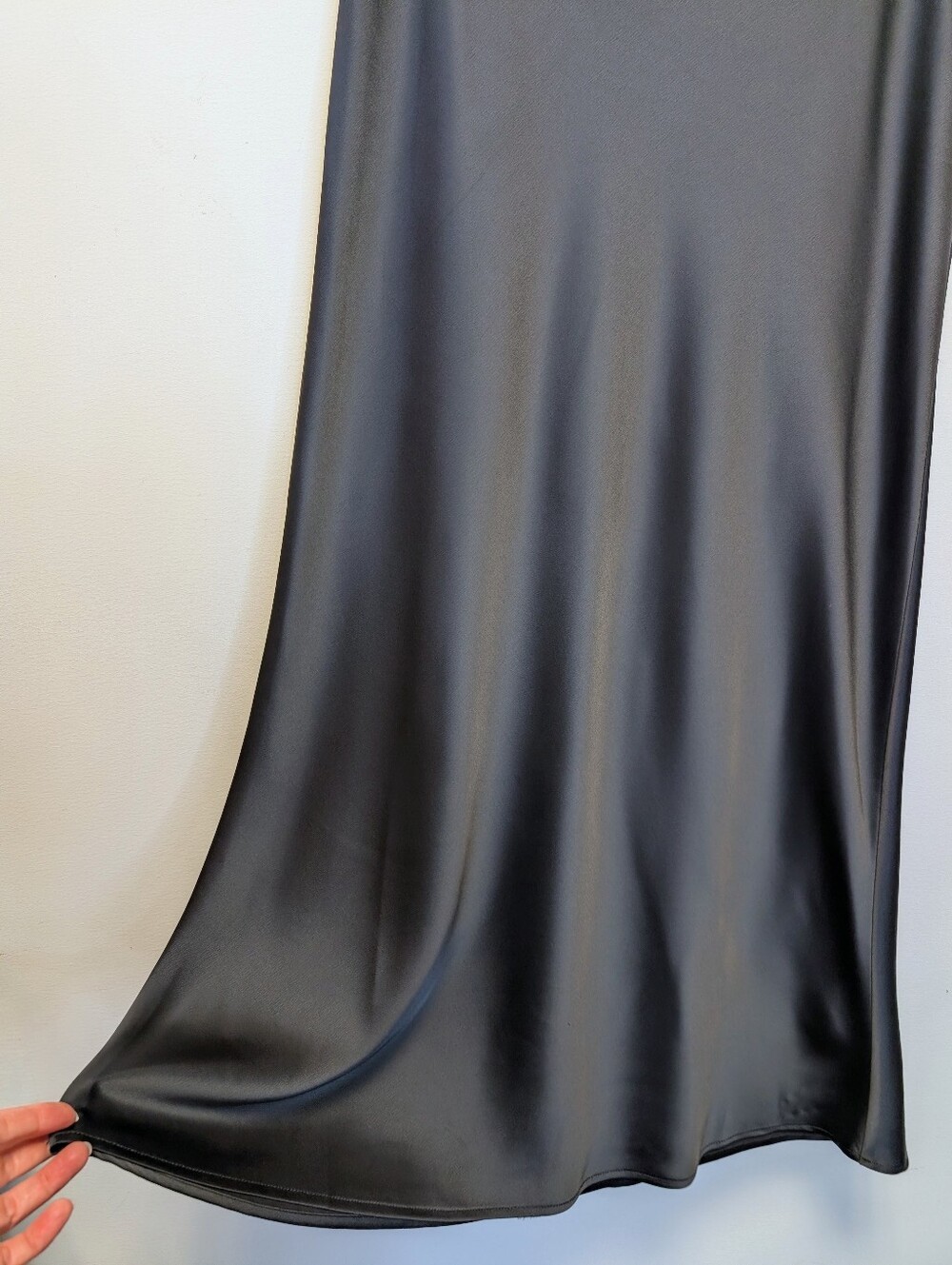 Rachel Zoe Black Satin Bias Cut Maxi Slip Skirt Size 10 - Picture 3 of 9
